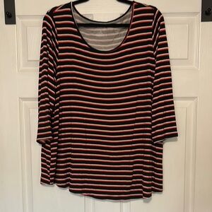EVRI Black, White and red  3/4 sleeve Tunic